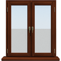 Двухстворчатое деревянное окно из лиственницы Модель 090 Орех